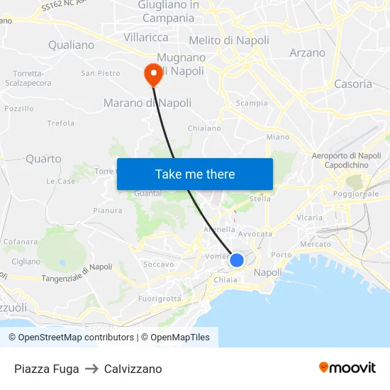 Piazza Fuga to Calvizzano map