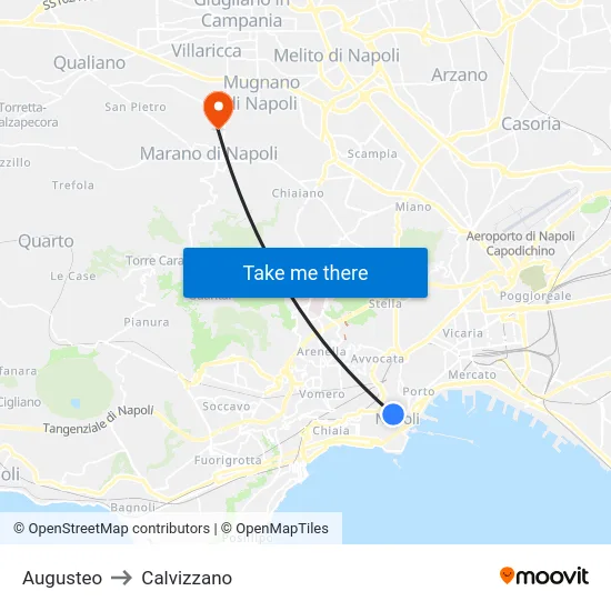 Augusteo to Calvizzano map
