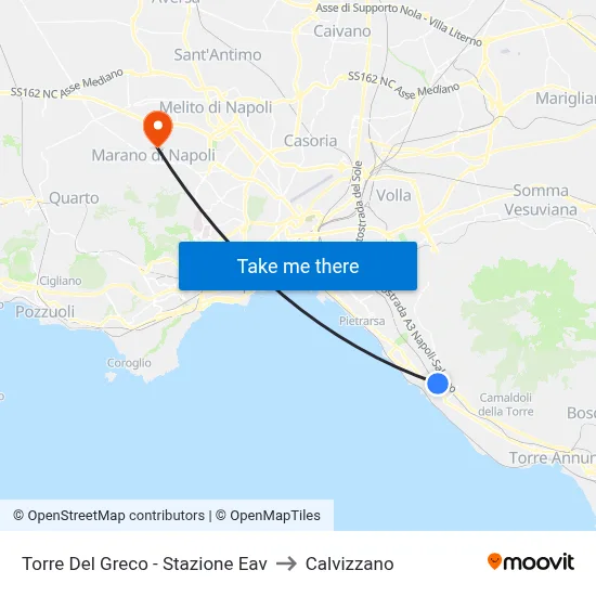 Torre Del Greco - Stazione Eav to Calvizzano map