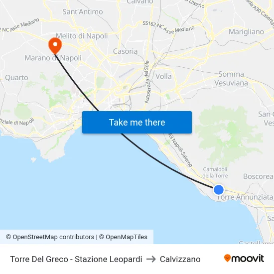 Torre Del Greco - Stazione Leopardi to Calvizzano map