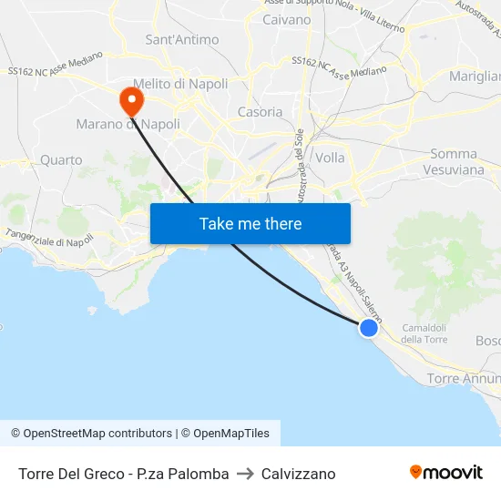 Torre Del Greco - P.za Palomba to Calvizzano map