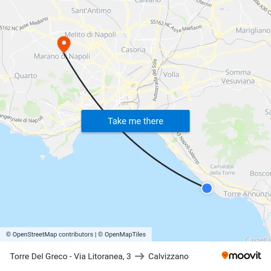 Torre Del Greco - Via Litoranea, 3 to Calvizzano map