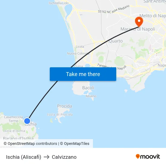 Ischia (Hydrofoils) to Calvizzano map