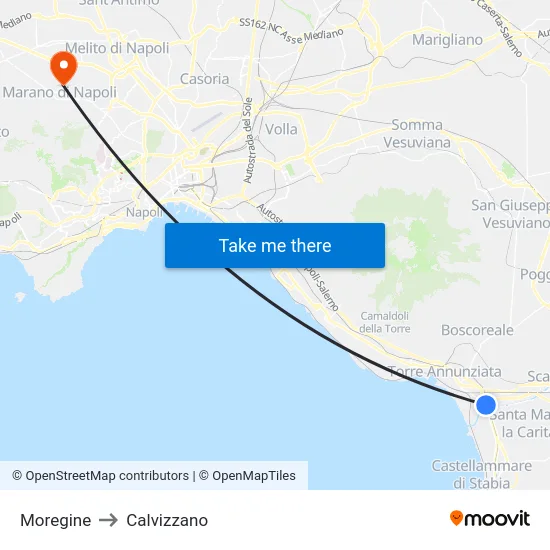 Moregine to Calvizzano map