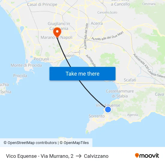 Vico Equense - Via Murrano, 2 to Calvizzano map