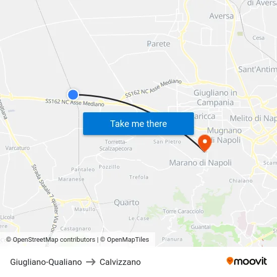 Giugliano-Qualiano to Calvizzano map