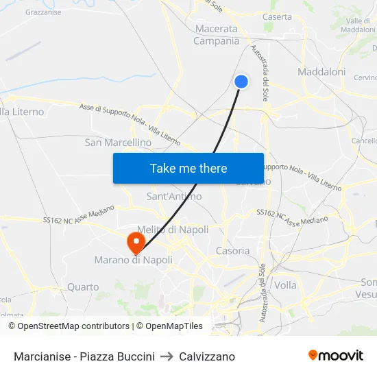 Marcianise - Piazza Buccini to Calvizzano map