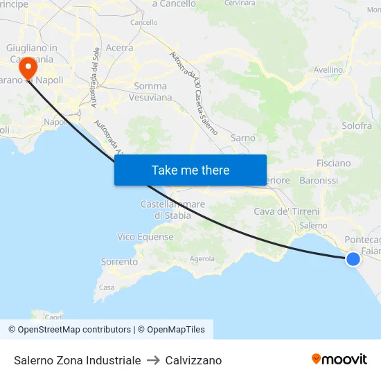 Salerno Zona Industriale to Calvizzano map