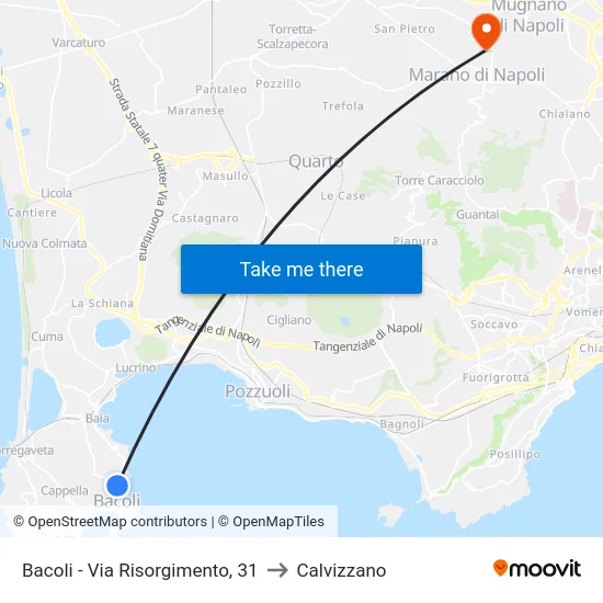 Bacoli - Via Risorgimento, 31 to Calvizzano map