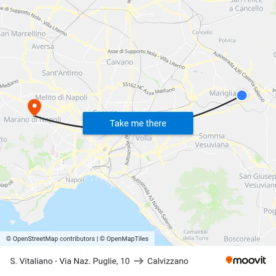 S. Vitaliano - Puglie National Road, 10 to Calvizzano map