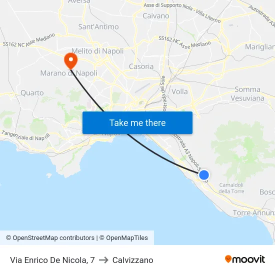 Via Enrico De Nicola, 7 to Calvizzano map