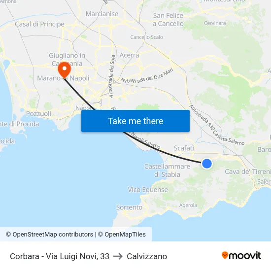 Corbara - Luigi Novi Street, 33 to Calvizzano map