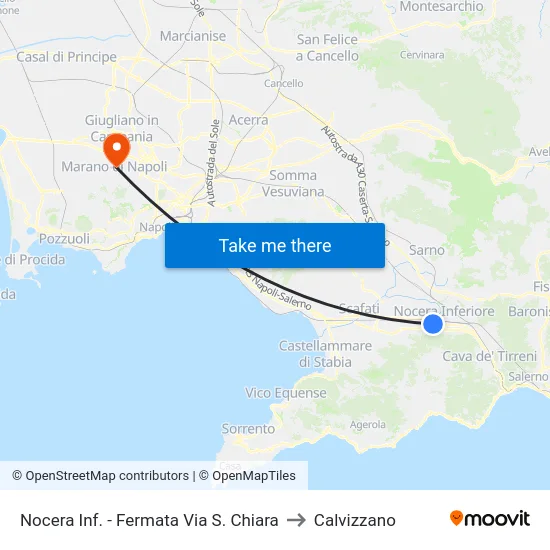 Nocera Inf. - Fermata Via S. Chiara to Calvizzano map