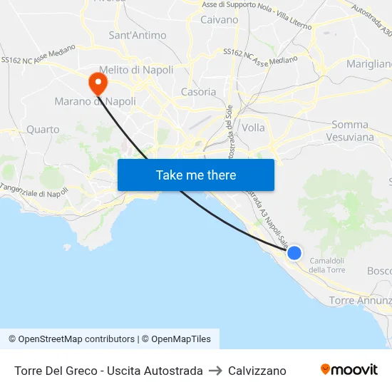 Torre Del Greco - Uscita Autostrada to Calvizzano map