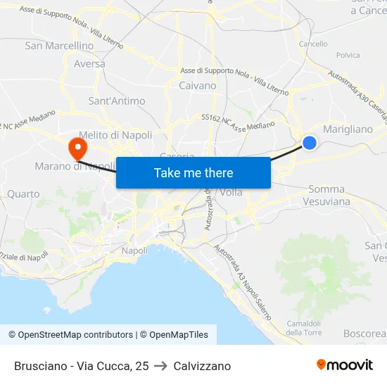 Brusciano - Via Cucca, 25 to Calvizzano map