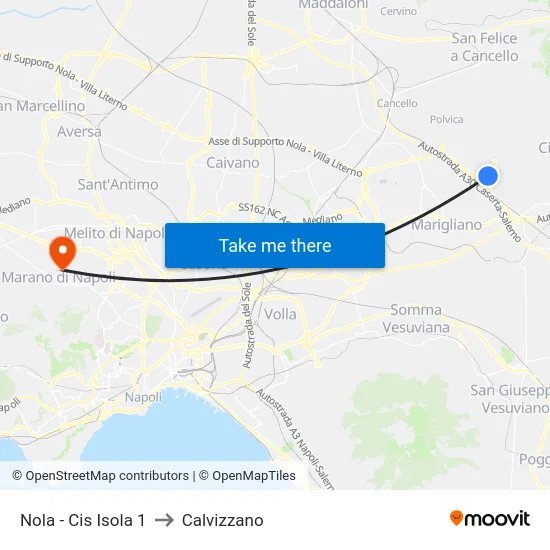 Nola - Cis Isola 1 to Calvizzano map