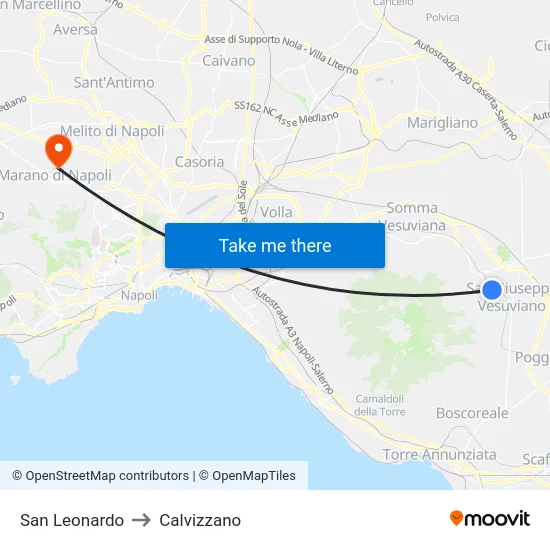 San Leonardo to Calvizzano map