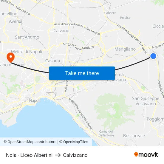 Nola - Liceo Albertini to Calvizzano map