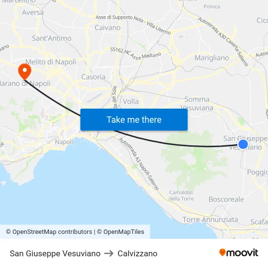 San Giuseppe Vesuviano to Calvizzano map
