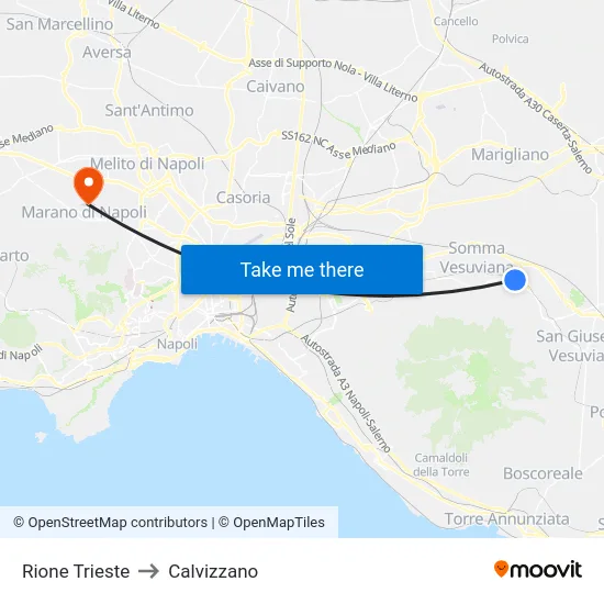 Rione Trieste to Calvizzano map