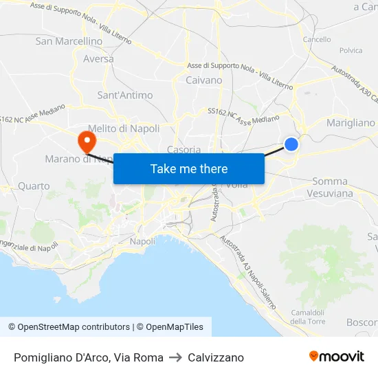 Pomigliano D'Arco, Via Roma to Calvizzano map