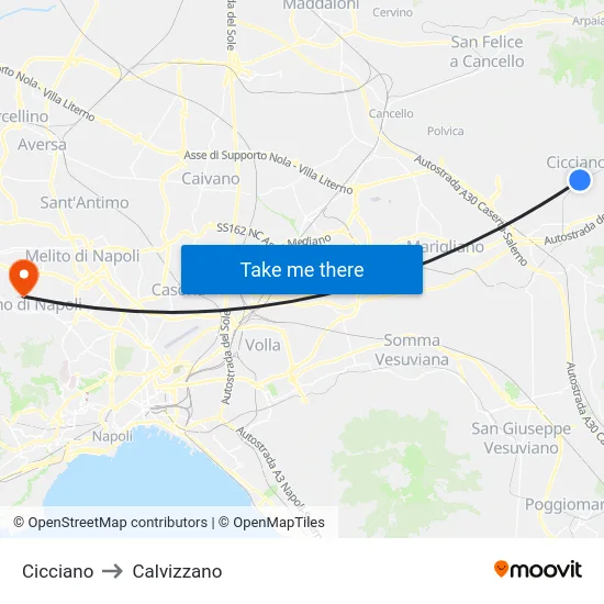 Cicciano to Calvizzano map
