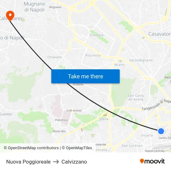 Nuova Poggioreale to Calvizzano map