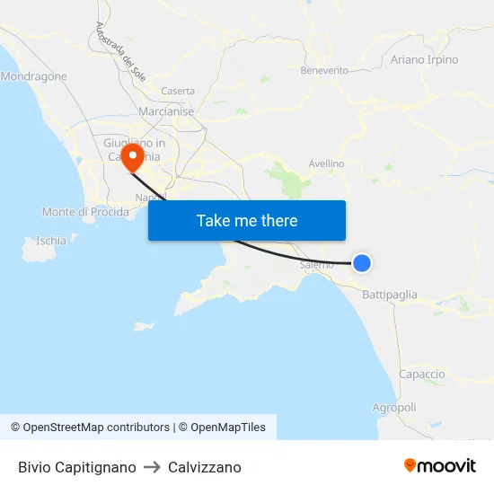 Capitignano Junction to Calvizzano map