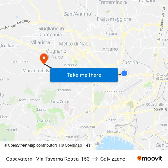 Casavatore - Via Taverna Rossa, 153 to Calvizzano map