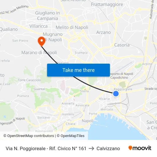 Via N. Poggioreale - Rif. Civico N° 161 to Calvizzano map