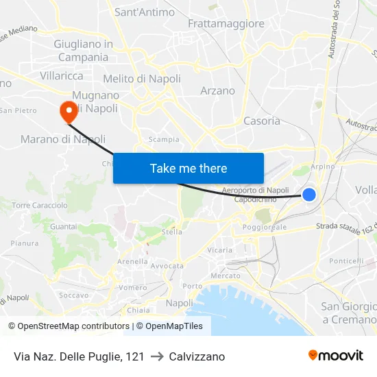 Via Nazionale Delle Puglie, 121 to Calvizzano map