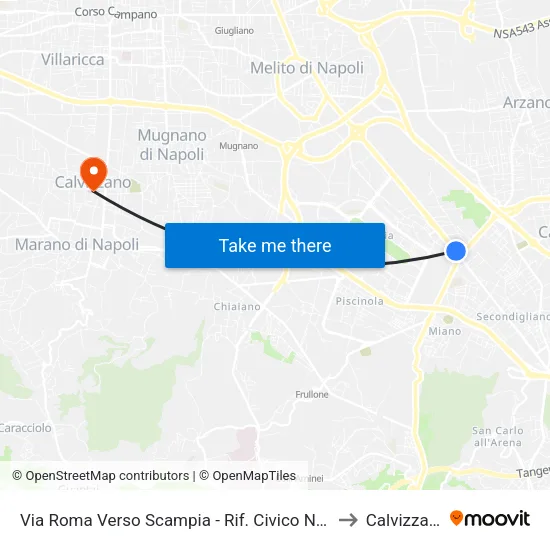 Via Roma Verso Scampia - Rif. Civico N° 56c to Calvizzano map