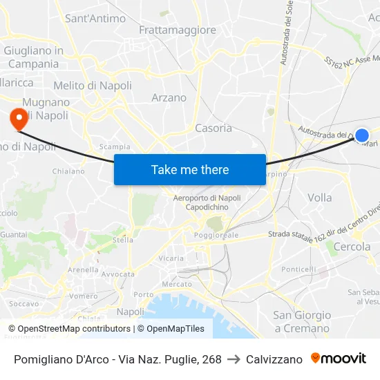 Pomigliano D'Arco - Via Naz. Puglie, 268 to Calvizzano map