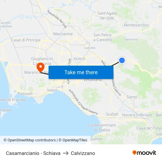 Casamarcianio - Schiava to Calvizzano map