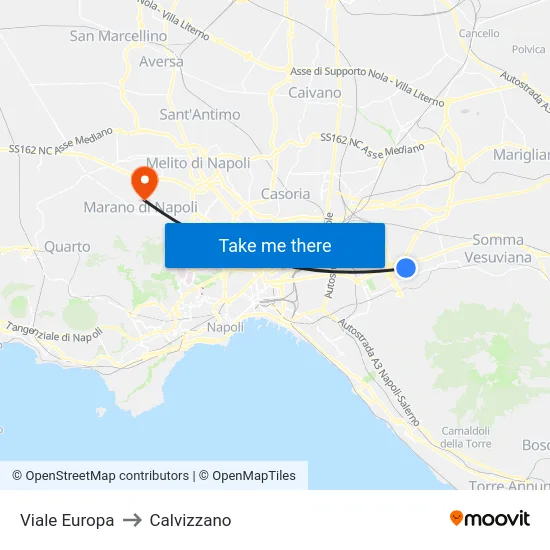 Viale Europa to Calvizzano map