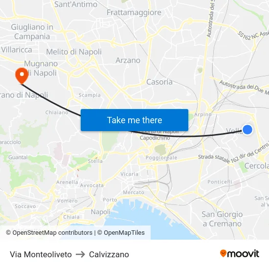 Via Monteoliveto to Calvizzano map