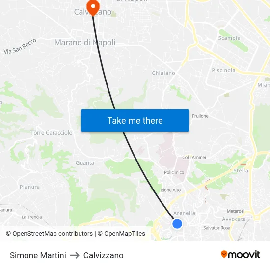 Simone Martini to Calvizzano map