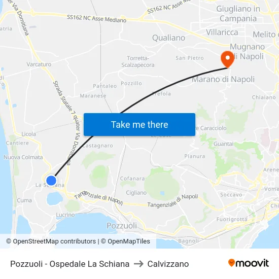 Pozzuoli - Ospedale La Schiana to Calvizzano map