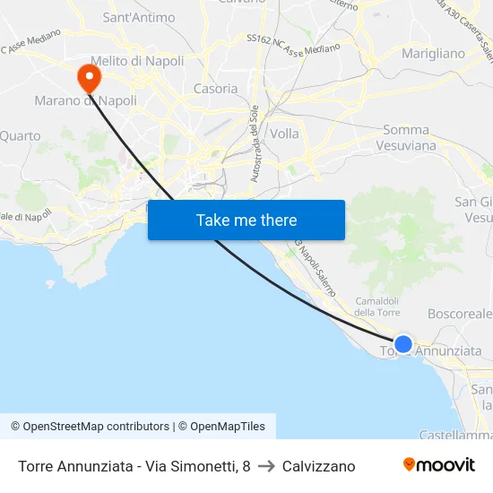 Torre Annunziata - Via Simonetti, 8 to Calvizzano map
