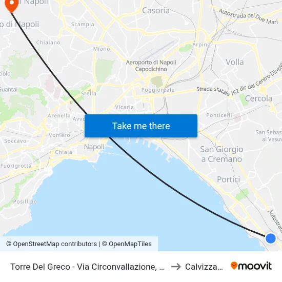 Torre Del Greco - Via Circonvallazione, 30 to Calvizzano map
