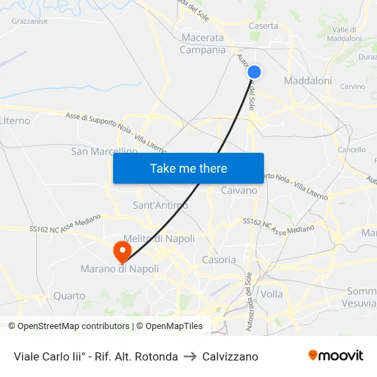 Carlo III Avenue - Roundabout to Calvizzano map