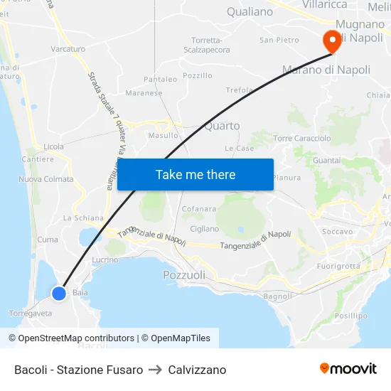 Bacoli - Stazione Fusaro to Calvizzano map