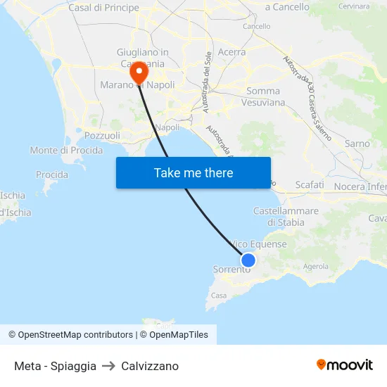 Meta - Spiaggia to Calvizzano map