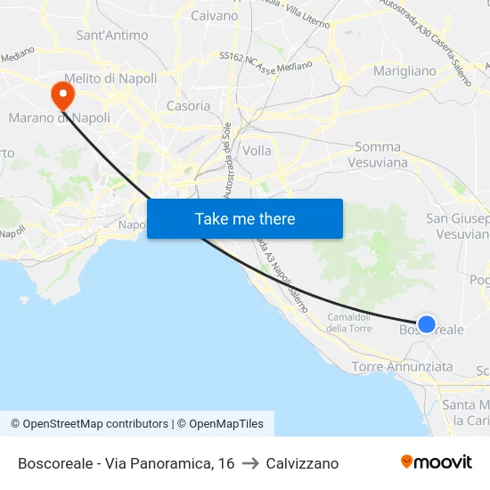 Boscoreale - Via Panoramica, 16 to Calvizzano map