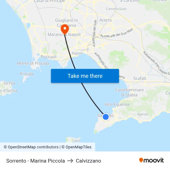 Sorrento - Marina Piccola to Calvizzano map
