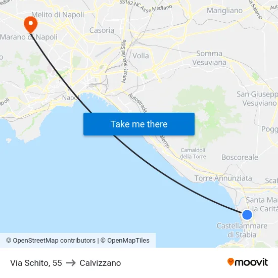 Via Schito, 55 to Calvizzano map