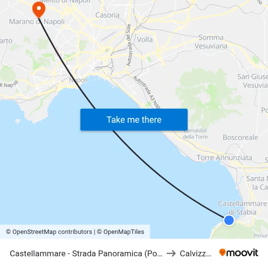 Castellammare - Panoramic Road (Pozzano) to Calvizzano map