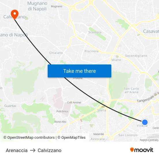 Arenaccia to Calvizzano map