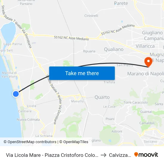 Licola Mare Street - Christopher Columbus Square to Calvizzano map
