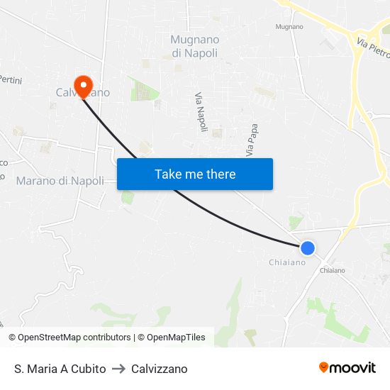 S. Maria A Cubito to Calvizzano map